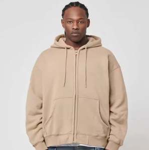Lettre imprimée personnalisée sweat à capuche zippé 100% coton français éponge Street Wear sweat à capuche gris avec logo brodé vêtements personnalisables - Product Image 4