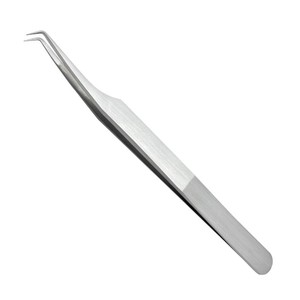 Pinzas de pestañas de acero inoxidable con logotipo personalizado con 45 pinzas de extensión de pestañas de Punta puntiaguda con agarre de fibra de diamante de 90 grados - Product Image 5