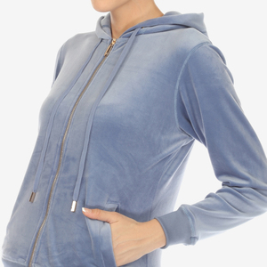 High Quality Custom Logo Casual Reversible Eco-Friendly <b>Women's</b> 2-Piece Zipper Hoodie <b>Sweatpants</b> Windproof Velour Tracksuit Set - Product Image 3