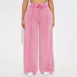 กางเกงจ็อกเกอร์เอวสูงทันสมัย ขายส่ง กางเกงวอร์มสีชมพู สตรีทแวร์ กางเกงเอวสูง ระบายอากาศได้ดี กางเกงวอร์มสำหรับฤดูหนาว รับสกรีนโลโก้ - Product Image 1