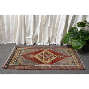 Classic Red Beige Wool <b>Rug</b> 1.7 X 3.3 ft Kilim Style Large Area Turkish Rectangle <b>Rugs</b> Latex Backing for Hallway 10mm <b>Thickness</b> - Product Image 2