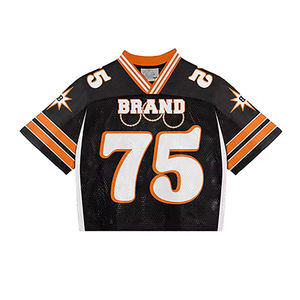 T-shirt de football rétro à col en V personnalisé en gros, à séchage rapide, imprimé, surdimensionné, ample, pour hommes, maillot de basket-ball, maillot de football en mesh - Product Image 1