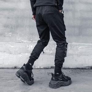Men's Pants Washed Multi-pockets Ribbons Tactical Techwear Cargo Pants Punk Hip Hop Joggers Pantalons Casual Streetwear - Product Image 5