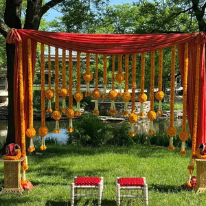 Chaîne de toile de fond Marigold, guirlande décorative, toile de fond de scène, fleur artificielle, toile de fond de fiançailles, chaîne Haldi Mehendi, - Product Image 1