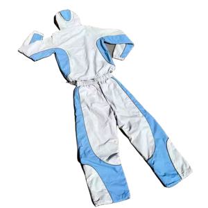 100% algodón diseño personalizado Logo hombres ropa de calle de gran tamaño chándal hombres Zip up Sudadera con capucha conjunto en blanco chándal Joggers chándal - Product Image 3