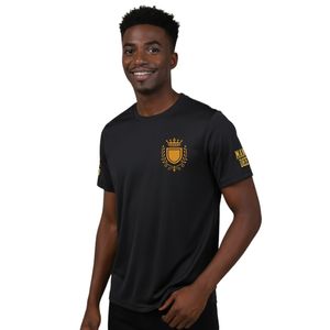 T-shirt APA Alpha Dry Fit noir 100% polyester évacuation de l'humidité t-shirt grec vie fraternité vêtements avec logo imprimé - Product Image 1