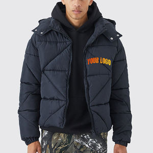 Chaqueta de Hombre Acolchada con Capucha Desmontable, Diseño de Burbujas, Logotipo de Diseñador, OEM, Alta Calidad, Color Negro, Estampado de Burbujas, Personalizable, 2026 - Product Image 1