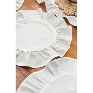 Elegante Camino de Mesa Gris con Volantes y Juego de 6 Manteles Individuales Rectangulares para Decoración de Mesa de Comedor Estilo Rústico - Product Image 3