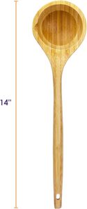Cucharón para sopa y salsa-Cuchara de madera natural Cucharas de mango largo para juego de cocina Cuchara de cucharón de medida-Madera resistente - Product Image 5