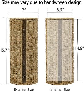 Support de stockage de papier hygiénique le moins cher avec couvercle de rechange 3 rouleaux supplémentaires de porte-papier hygiénique jonc de mer debout libre - Product Image 4