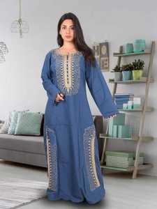 Jalabiya de Dubái para mujer, ropa islámica, jilbab árabe, algodón bordado, último diseño, 2022 - Product Image 4