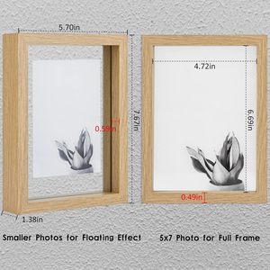 Wood Photo <b>Frame</b> 5x7 Inch Rectangular Floating Effect Minimalist <b>Wall</b> Art Vertical Durable <b>Design</b> - Product Image 1