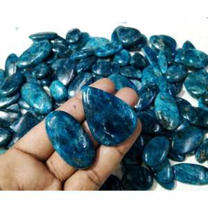 Apatita Azul Natural de Primera Calidad, Cabujón Pulido, Lote al por Mayor, Apatita Azul Neón, Gema Suelta para Joyería de Plata - Product Image 3