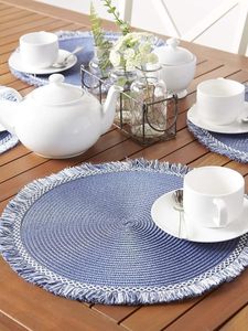 Meilleure Vaisselle Tissée Écologique Style Américain Arrondi Napperon Décoration de la Maison Fête Utilisation Durable Caractéristique Alimentaire - Product Image 5