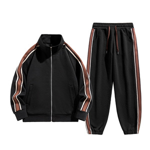2025 Invierno 2 piezas hombres 100% algodón ropa deportiva chándal Sudadera con capucha y pantalones de chándal abrigo cálido tamaño asiático - Product Image 3