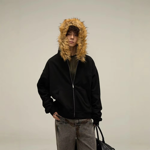 Y2k Hoodies Puff Imprimer Fourrure À Capuche Grunge Graphique Zip up Hoodies Veste Hip Hop Streetwear Sweats - Product Image 1