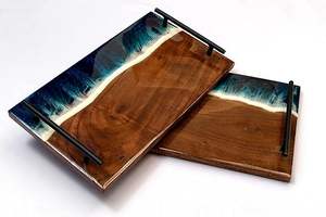 Bandejas para servir de madera y resina epoxi con diseño personalizado para fiestas, utensilios de cocina, bandejas para servir hechas a mano - Product Image 6