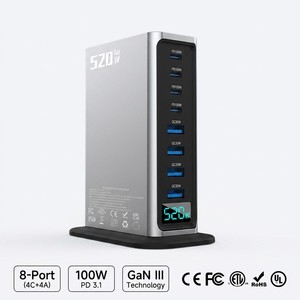 ที่ชาร์จเร็วแบบตั้งโต๊ะ GaN 520W 4 พอร์ต USB-C PD 3.0 100W สำหรับโทรศัพท์มือถือ - Product Image 1