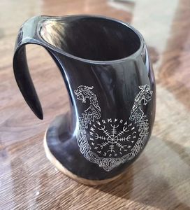 SMART QUALITY NATURAL BUFFALO HORN MUG With Handle High Quality for Beer Wine Mead Ale/Drinking Horn Tankardv - Product Image 4