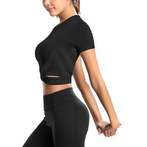 Top corto de algodón de 220gsm para mujer, Camiseta deportiva de verano con nuevo diseño, impresión personalizada - Product Image 3