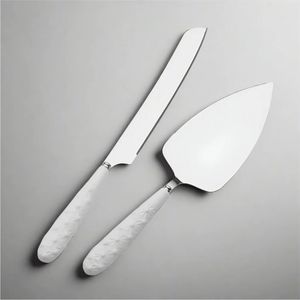 Ensemble de serveurs à gâteau de luxe en acier inoxydable blanc gaufré, couteau et serveur à gâteau de mariage, coupe-pizza professionnel - Product Image 1
