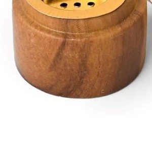 Quemador de Incienso de Madera con Tapa Redonda de Metal Dorado, Elegante Soporte de Aromaterapia para Fragancia del Hogar y Meditación - Product Image 5