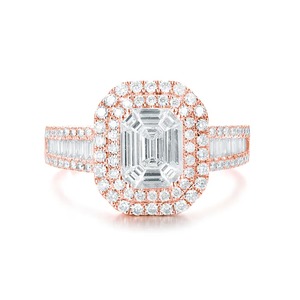 Bague en diamant émeraude durable avec un cluster de 2,30 carats de diamants de laboratoire F-VS2 sertis dans un or massif 14 carats poli - Product Image 3