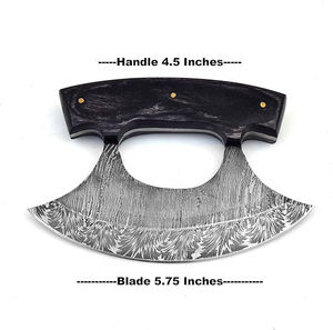 Cuchillo Ulu de Acero de Damasco con Mango Ergonómico y Hoja Curva Multiusos para Cocina Casera, Uso Comercial y Cocina al Aire Libre - Product Image 4