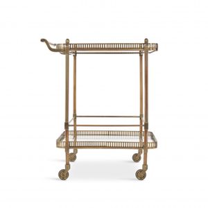 Chariot de service élégant à deux niveaux en métal à cadre noir avec étagères en métal pour une conception de cuisine audacieuse et fonctionnelle - Product Image 4