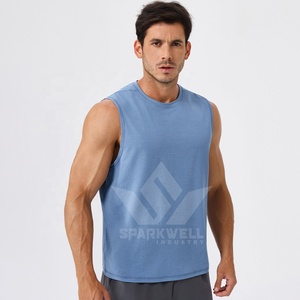 <b>Men's</b> <b>White</b> Cotton Tank Top O-Neck Sleeveless Regular Fit Breathable Casual Solid Color Jersey <b>Vest</b> - Product Image 2
