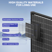 Panneau solaire monocristallin Rvpozwer 100W à cadre noir, double vitrage, demi-cellules, efficacité 22%, garantie 25 ans pour stockage d'énergie sur toiture
