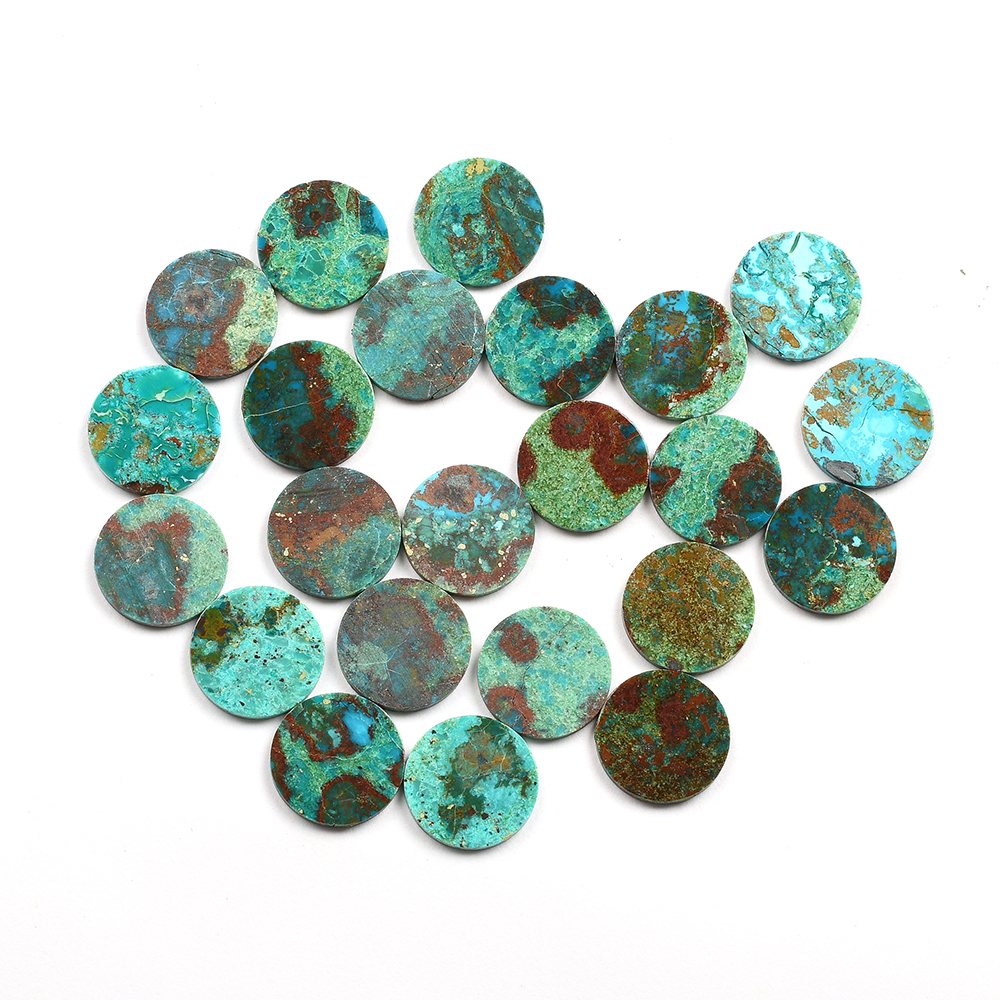 Натуральный зеленый Chrysocolla свободный зеленый драгоценный камень оптом под заказ двойной плоский Ограненный круглый камень Феникс для изготовления ювелирных изделий