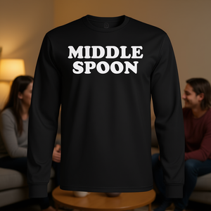 T-shirt à manches longues pour throuples polyamoureux avec motif cuillère centrale assorti, produit promotionnel - Product Image 3