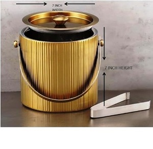 Seau à glace en acier inoxydable martelé Design vin bière et champagne seau avec pince finition plaquée or pour bars et fûts - Product Image 4