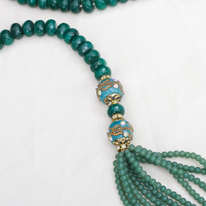 Cuentas verdes hechas a mano Mala Natural mejor calidad cuentas redondas hermoso collar de cuentas de Coral verde - Product Image 2