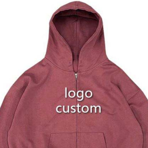 High Quality <b>French</b> Terry Oversized Drop Shoulder Mens Hoodie Custom Full Zip 100% Cotton Men Heavyweight Hoodies Outdoor - Product Image 2
