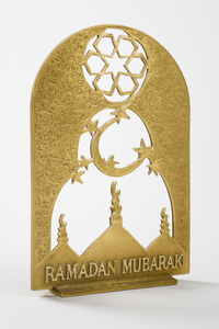 Metal gris Ramadan Mubarak Mesa Mezquita Decoración Luna creciente Pieza de Arte Islámico para Eid Festival y Home Display - Product Image 2