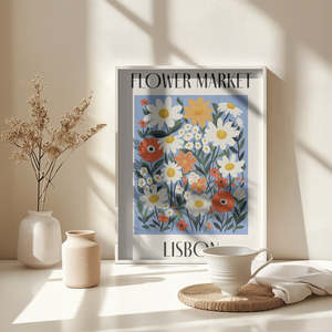 Digital <b>Printed</b> Lisbon Portugal Flower Market Graphic Art - Product Image 3