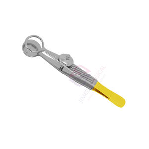 Fórceps de chalazión Desmarres de alto grado, fórceps de párpados oftálmicos de placa superior abierta grande ovalada de acero de Metal de medio oro - Product Image 1