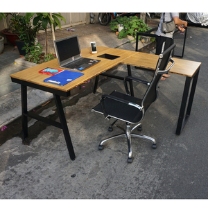 Modern Minimalist Bamboo L-shaped Office <b>Desk</b> 140x150cm Assembled Legs Melamine Finish - Product Image 4