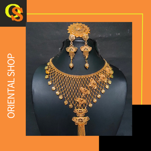 Bague collier boucles d'oreilles à bas prix sertie de bijoux de style luxe plaqués or 22 carats à vendre par les exportateurs - Product Image 5