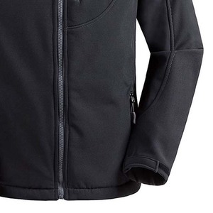 Veste Softshell en toile enduite, col montant, pour homme, en polyester de haute qualité, poche latérale zippée, taille personnalisable, couleur noire - Product Image 3