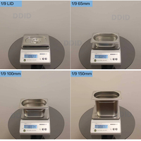 Bac GN en acier inoxydable de qualité alimentaire, format 1/9, pour condiments de buffet, épices, garnitures, préparation en boulangerie, cuisine et plats de maintien au chaud