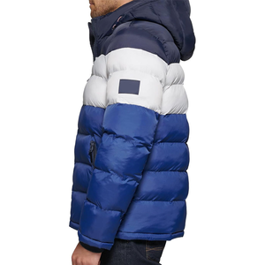 Mens Hooded Puffer Jacket Winter Quilted <b>Padded</b> Color Block Jacket Lightweight Warm Insulated Zip Up OuterwearFor Casual Outdoor - Product Image 2