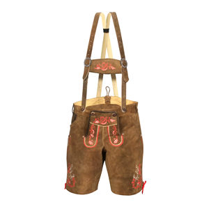 Pantalones cortos Lederhosen para hombre con bordado detallado de piel sintética y tirantes para eventos tradicionales y reuniones culturales - Product Image 1