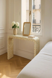 Table d'appoint de console MOP charmante, meubles en nacre, incrustation de coquillages méticuleusement réalisée, tabouret sophistiqué pour l'intérieur - Product Image 2