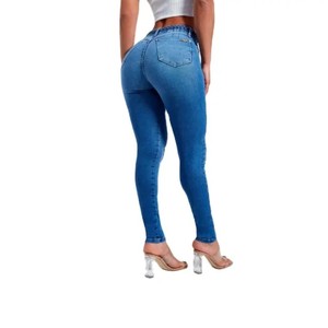 Jean droit décontracté vintage pour femme, écologique, confortable, très extensible, doux, avec motif brodé classique, taille mi-haute - Product Image 6