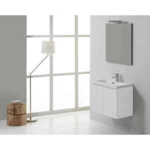 Ensemble de meubles de salle de bain suspendus au mur en bois moderne deux pièces KORICINI Miami Forest White 60 cm - Product Image 2