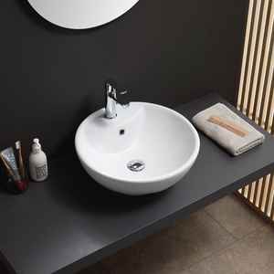 Lavabo rond blanc pour comptoir - Product Image 3
