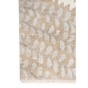 Tapis Erbe GSB-1337 en laine et soie de bambou noué à la main, motif floral, 10 mm, 100 % fait main, rectangulaire, pour couloir et chambre, gris et noir - pour la maison - Product Image 4